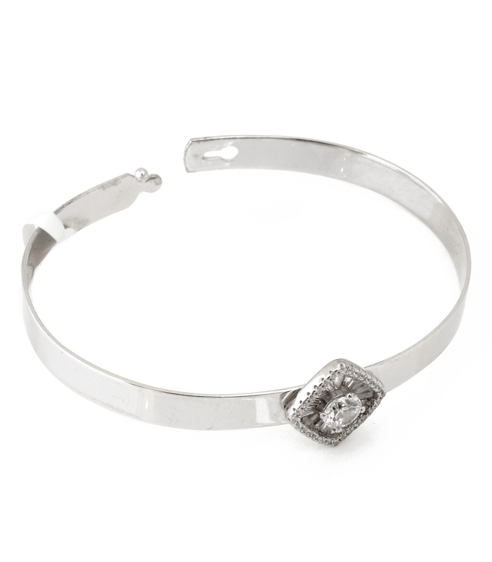 خرید دستبند نقره زنانه ایتالیا تک نگین B-108