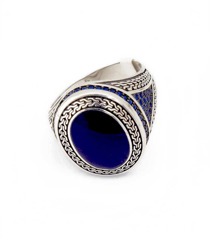 خرید انگشتر نقره میناکاری زاب مردانه سیاه قلم R-235