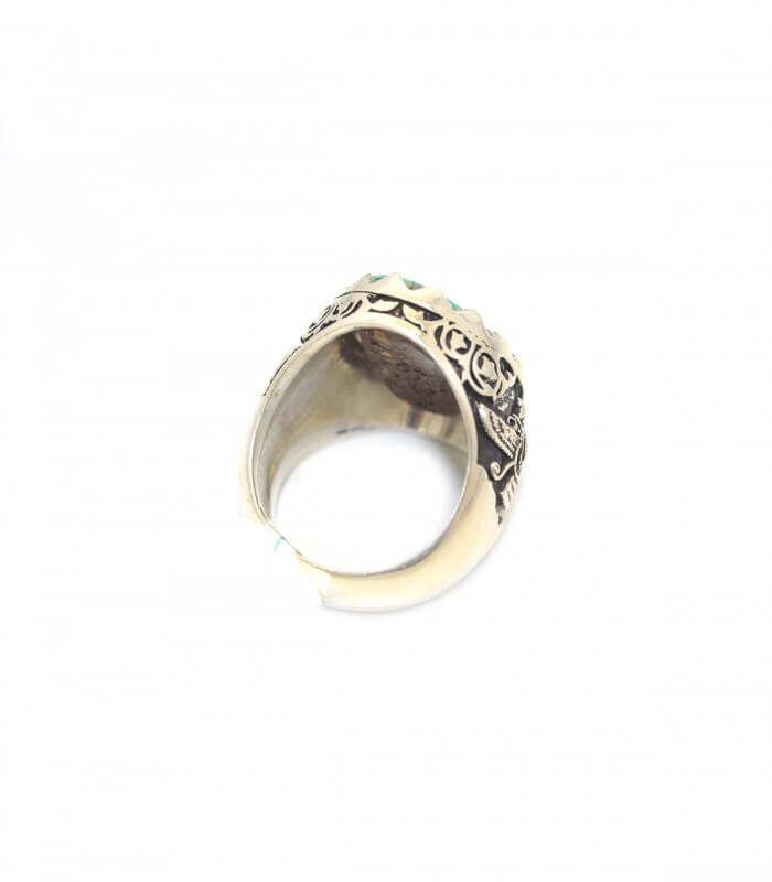 خرید انگشتر فیروزه فروهر نقره مردانه سیاه قلم R-160